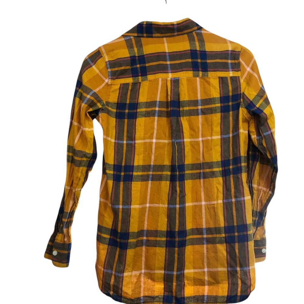 Old Navy Yellow and Blue Button Down Shirt Soft Plaid Fabric - Picture 3 of 4